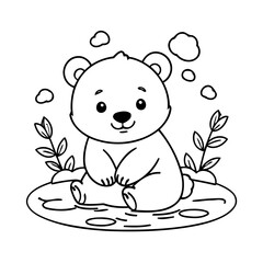 Vector illustration of a cute Polarbear doodle for children worksheet