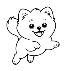 Naklejka premium Cute vector illustration Pomeranian drawing for kids colouring activity