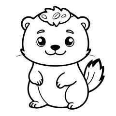 Simple vector illustration of Otter for kids colouring worksheet