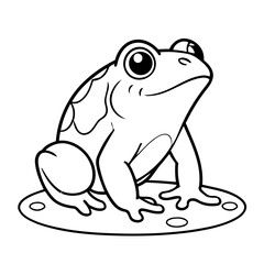 Vector illustration of a cute bullfrog drawing for colouring page