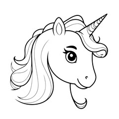 Vector illustration of a cute Unicorn drawing for toddlers book