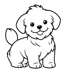 Vector illustration of a cute Havanese doodle for toddlers coloring activity