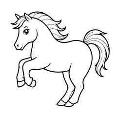 Vector illustration of a cute Horse doodle for toddlers worksheet