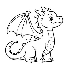 Simple vector illustration of Dragon colouring page for kids