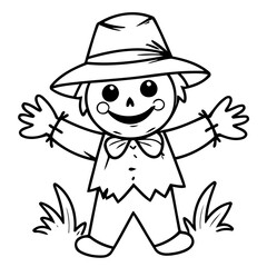 Vector illustration of a cute Scarecrow drawing for toddlers coloring activity