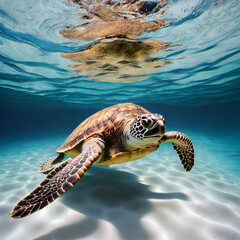 Obraz premium Beneath the Waves A Glimpse into the World of Green Sea Turtles