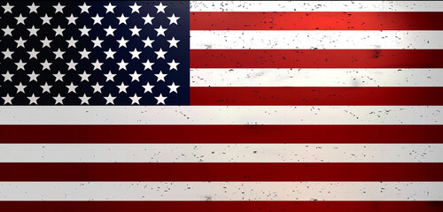 Fototapeta premium Large blank white area in ultrawide format with minimalist American flag color palette.