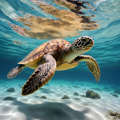 Fototapeta premium Graceful Guardians of the Reef Green Sea Turtles