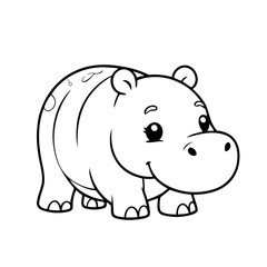 Simple vector illustration of Hippo drawing colouring activity