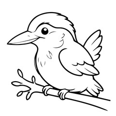 Cute vector illustration Kingfisher doodle for toddlers colouring page