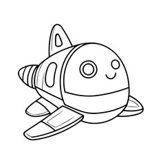Cute vector illustration Spaceship colouring page for kids