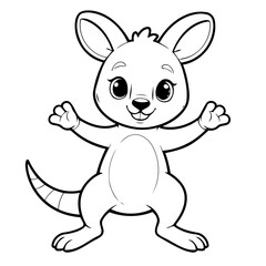 Simple vector illustration of Kangaroo doodle for toddlers worksheet