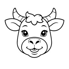Cute vector illustration Cattle drawing for colouring page