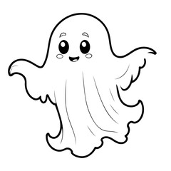 Simple vector illustration of Ghost for toddlers colouring page