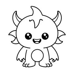 Simple vector illustration of Monster drawing for toddlers book