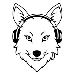 Cute vector illustration Wolf drawing for kids colouring page