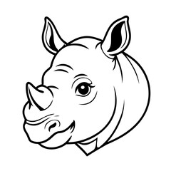 Vector illustration of a cute Rhino doodle for children worksheet