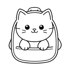 Simple vector illustration of CatBag doodle for toddlers worksheet