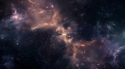 Interstellar space, stars, nebula and galaxy