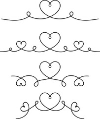Hearts borders. Decorative lines set.  © EmBer_graphic