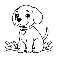 Cute vector illustration Beagle doodle black and white for kids page