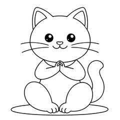 Vector illustration of a cute Cat drawing for toddlers colouring page