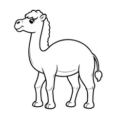 Vector illustration of a cute camel drawing for kids page