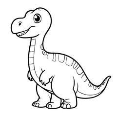 Vector illustration of a cute Dino drawing for colouring page