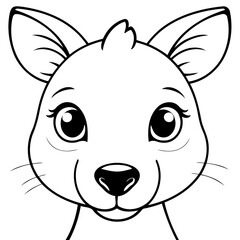 Vector illustration of a cute Kangaroo drawing for toddlers coloring activity