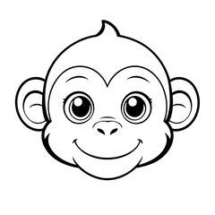 Simple vector illustration of Monkey drawing for kids colouring page