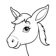 Cute vector illustration Donkey hand drawn for kids page