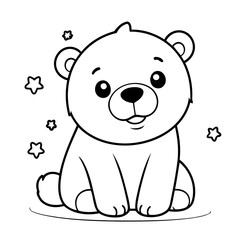 Cute vector illustration polarbear colouring page for kids