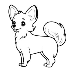 Simple vector illustration of Papillon colouring page for kids