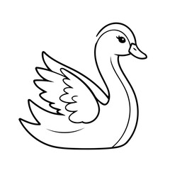Simple vector illustration of Swan hand drawn for kids coloring page