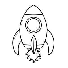Cute vector illustration Rocket for kids colouring worksheet