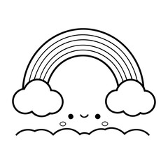 Cute vector illustration Rainbow drawing for colouring page