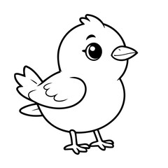 Vector illustration of a cute bird drawing for kids colouring page