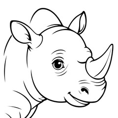 Simple vector illustration of Rhino hand drawn for kids coloring page
