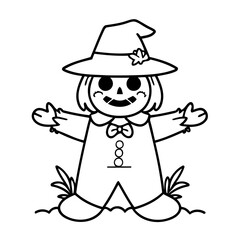 Simple vector illustration of Scarecrow drawing for toddlers book