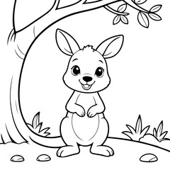 Simple vector illustration of Kangaroo drawing colouring activity