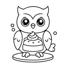 Simple vector illustration of Owl doodle for toddlers worksheet