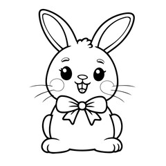 Vector illustration of a cute Bunny doodle for toddlers coloring activity