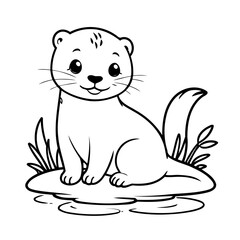 Simple vector illustration of otter for kids coloring page