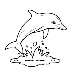 Cute vector illustration Dolphin doodle for kids colouring page