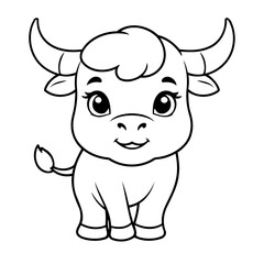 Simple vector illustration of bull drawing for toddlers book
