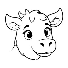 Cute vector illustration Cattle doodle for toddlers colouring page