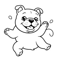 Cute vector illustration Bulldog drawing for toddlers coloring activity