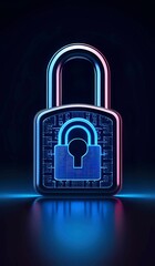 Digital padlock representing security. AI Generated.