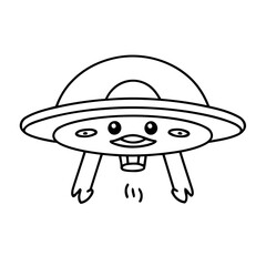 Vector illustration of a cute UFO drawing for toddlers book