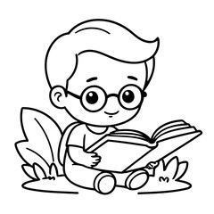 Vector illustration of a cute Boy drawing for toddlers book